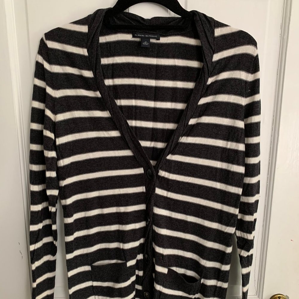 Banana Republic striped long button down cardigan